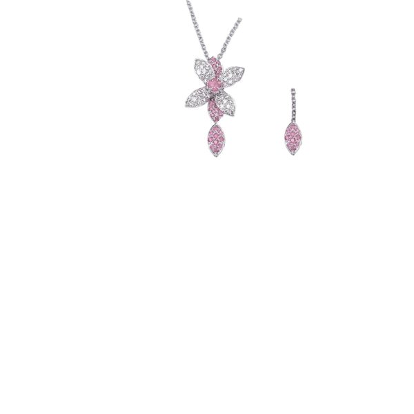 Collier zaffiro rosa con diamanti color D/F purezza VVS/VS cts 0.32 + ZAFFIRO ROSA cts 0.18 +ZAFFIRO ROSA centrale cts 0.19