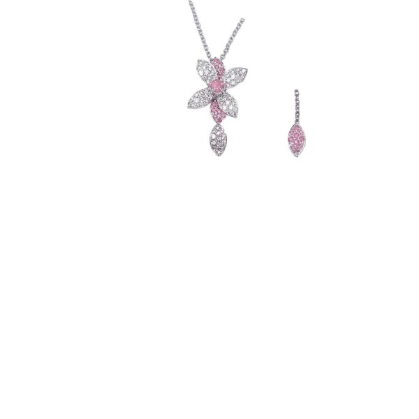 Collier zaffiro rosa con diamanti color D/F purezza VVS/VS cts 0.32 + ZAFFIRO ROSA cts 0.18 +ZAFFIRO ROSA centrale cts 0.19