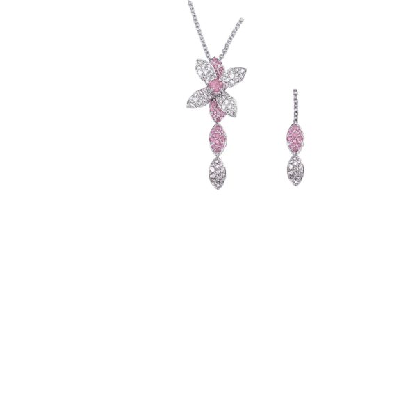 Collier zaffiro rosa con diamanti color D/F purezza VVS/VS cts 0.32 + ZAFFIRO ROSA cts 0.18 +ZAFFIRO ROSA centrale cts 0.19