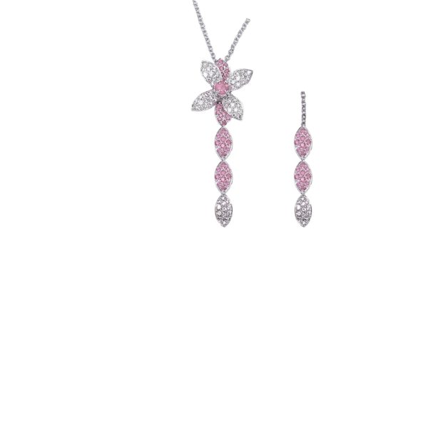 Collier zaffiro rosa con diamanti color D/F purezza VVS/VS cts 0.32 + ZAFFIRO ROSA cts 0.18 +ZAFFIRO ROSA centrale cts 0.19