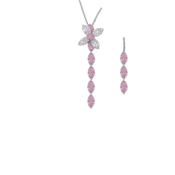 Collier zaffiro rosa con diamanti color D/F purezza VVS/VS cts 0.32 + ZAFFIRO ROSA cts 0.18 +ZAFFIRO ROSA centrale cts 0.19