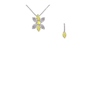 Collier zaffiro giallo con diamanti color D/F purezza VVS/VS CT 0.32 + ZAFFIRO GIALLO CT 0.18 + ZAFFIRO GIALLO centrale ct 0.19