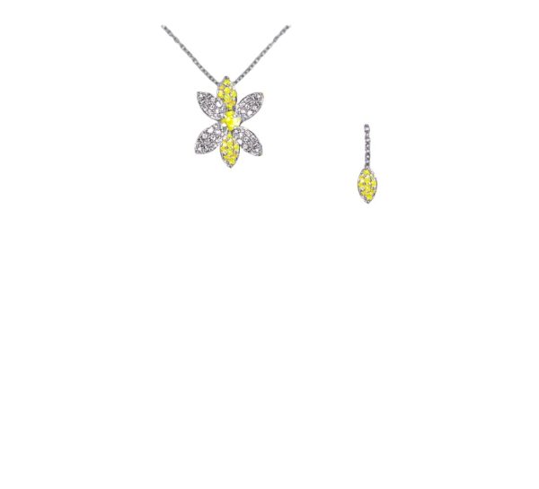 Collier zaffiro giallo con diamanti color D/F purezza VVS/VS CT 0.32 + ZAFFIRO GIALLO CT 0.18 + ZAFFIRO GIALLO centrale ct 0.19