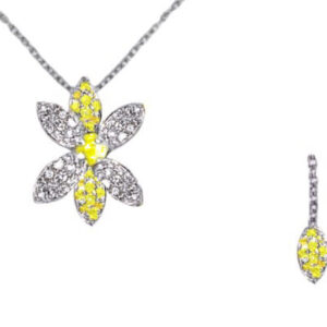 Collier zaffiro giallo con diamanti color D/F purezza VVS/VS CT 0.32 + ZAFFIRO GIALLO CT 0.18 + ZAFFIRO GIALLO centrale ct 0.19