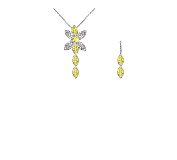 Collier zaffiro giallo con diamanti color D/F purezza VVS/VS CT 0.32 + ZAFFIRO GIALLO CT 0.18 + ZAFFIRO GIALLO centrale ct 0.19