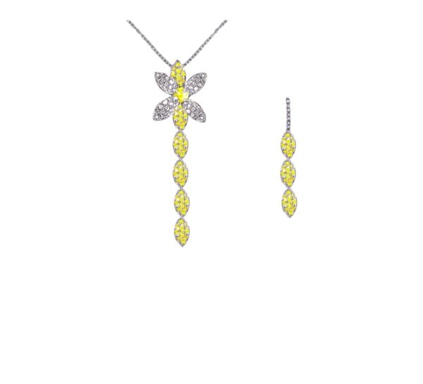 Collier zaffiro giallo con diamanti color D/F purezza VVS/VS CT 0.32 + ZAFFIRO GIALLO CT 0.18 + ZAFFIRO GIALLO centrale ct 0.19